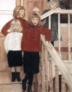 Fernand Khnopff Portrait of the Children of Louis Neve France oil painting artist